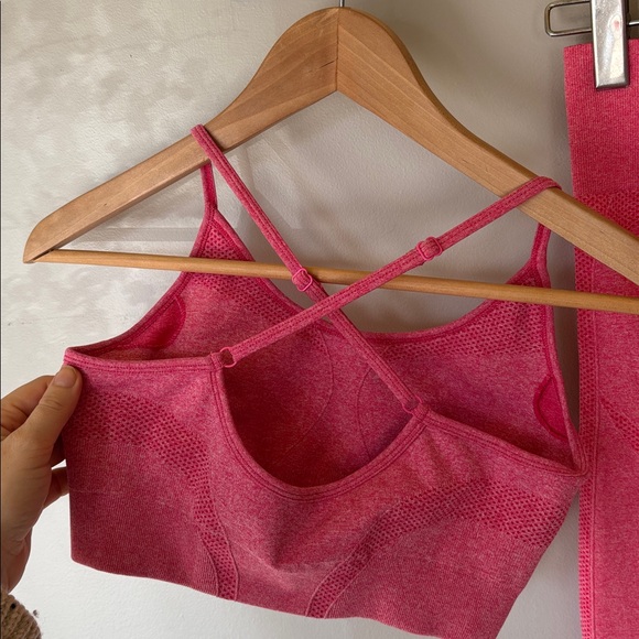 Pink Workout Set Size Small Sports Bra & Leggings Yoga Outfit - Picture 7 of 9